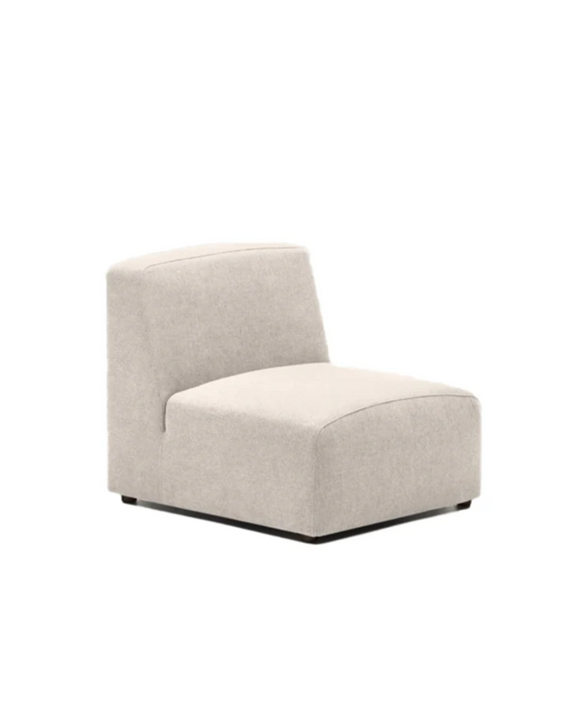 Beige armless chair on a white background