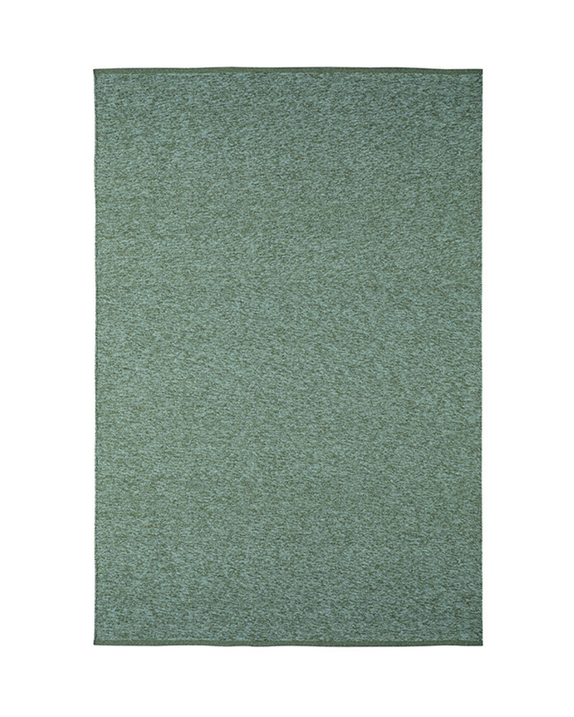 A rectangular area rug with a textured, heathered sage green surface, shown flat against a plain white background.