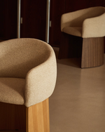 Bosca Chair | Beige Chenille & Oak Veneer