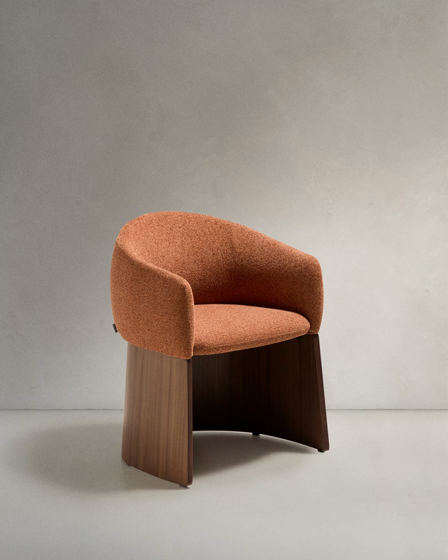 Bosca Chair | Terracotta Chenille & Walnut Veneer