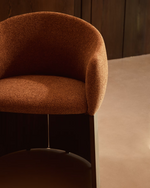 Bosca Chair | Terracotta Chenille & Walnut Veneer