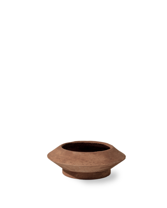 Brown ceramic planter on a white background