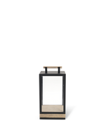 Carre Table Lamp in pickled teak and textured aluminium matt sepia black.