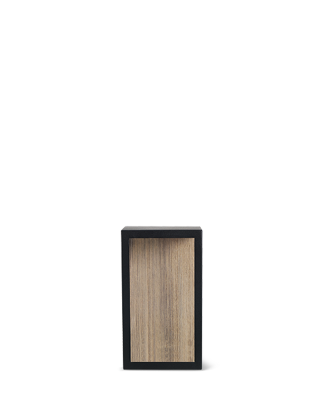 Carre Wall Lamp in textured aluminium matt sepia black and pickled teak.