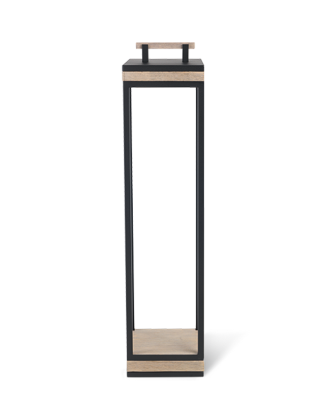 Carre XL Floor Lamp in pickled teak and textured aluminium matt sepia black.