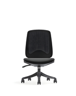 A black mesh office task chair with a padded seat, black five-star base, and casters, shown from a front-facing perspective on a white background.