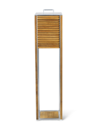 Ginger Tall Lamp in natural teak and aluminium.