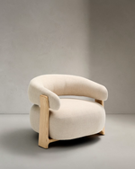 Granite Armchair | Beige & Natural Wood Finish