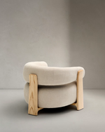 Granite Armchair | Beige & Natural Wood Finish