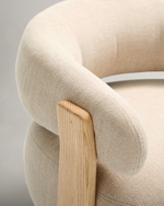 Granite Armchair | Beige & Natural Wood Finish