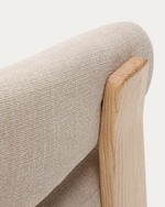 Granite Armchair | Beige & Natural Wood Finish