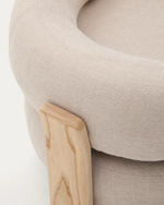 Granite Armchair | Beige & Natural Wood Finish