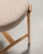 Granite Stool with Backrest | 65cm | Beige & Natural Wood Finish