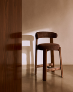 Granite Stool with Backrest | 65cm | Brown