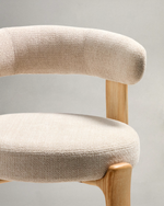 Granite Stool with Backrest | 75cm | Beige & Natural Wood Finish