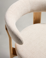 Granite Stool with Backrest | 75cm | Beige & Natural Wood Finish