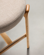 Granite Stool with Backrest | 75cm | Beige & Natural Wood Finish