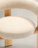Granite 3 Legged Chair | Beige & Natural Wood Finish