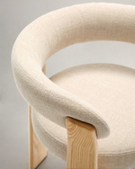 Granite 3 Legged Chair | Beige & Natural Wood Finish