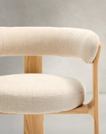 Granite 3 Legged Chair | Beige & Natural Wood Finish