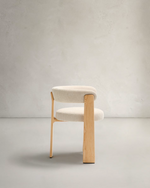 Granite 3 Legged Chair | Beige & Natural Wood Finish