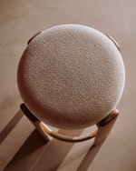 Granite Stool | 75cm | Beige & Natural Wood Finish