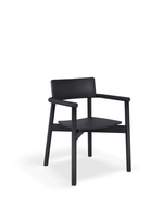 Black chair with arms on a white background