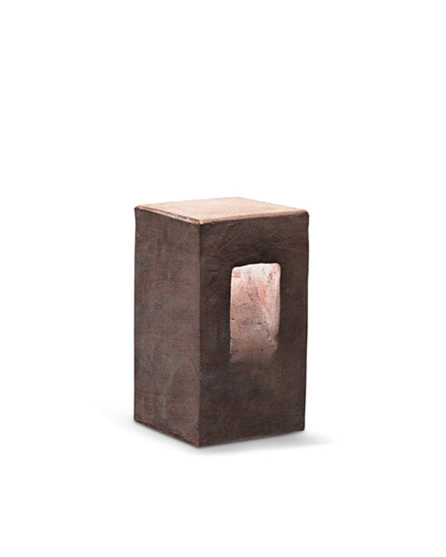 Step Square Path Lamp in Terracotta Red Earth coloured concrete.