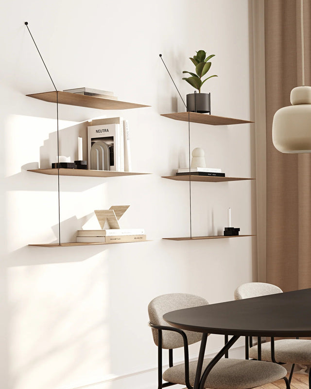 Stedge Shelf (80 cm) | White Pigmented Oak (3 Shelves)