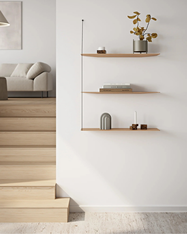 Stedge Shelf (60 cm) | White Pigmented Oak (3 Shelves)