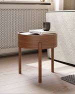 Arc Side Table with lid in walnut — clean surface for display or decor.