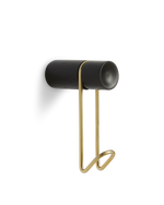 Around wall hanger in black with satin brass hook — small size from WOUD.