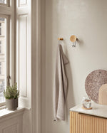 Around wall hanger (oak & black) — decorative & functional wall hook.