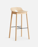 Mono Bar Stool in white pigmented lacquered oak with sculpted seat and solid oak legs