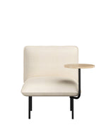 Nakki Lobby Side Table in white-pigmented oak with black painted metal legs — modern side table for lounge or lobby.