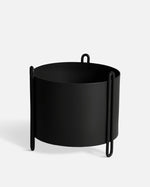 Pidestall Planter (Small) in black painted metal — sleek indoor planter, minimal design