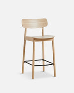 Soma Counter Chair in white pigmented lacquered oak with sculpted seat and backrest